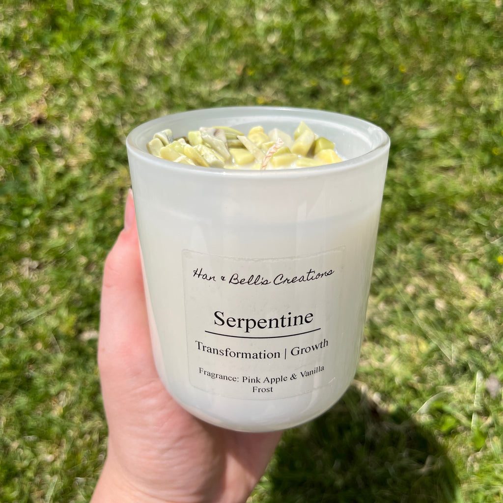 Serpentine Infused Crystal Candle