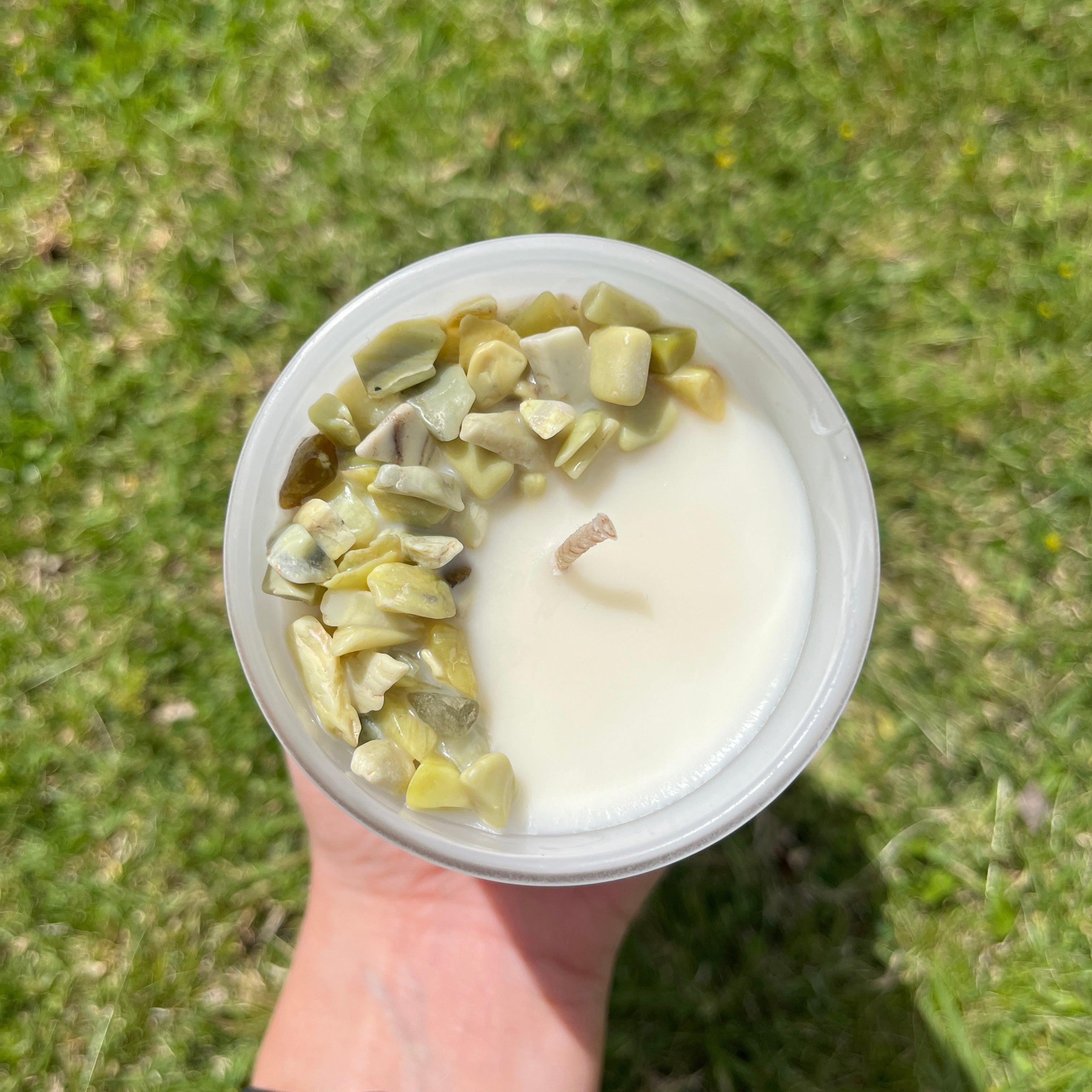 Serpentine Infused Crystal Candle