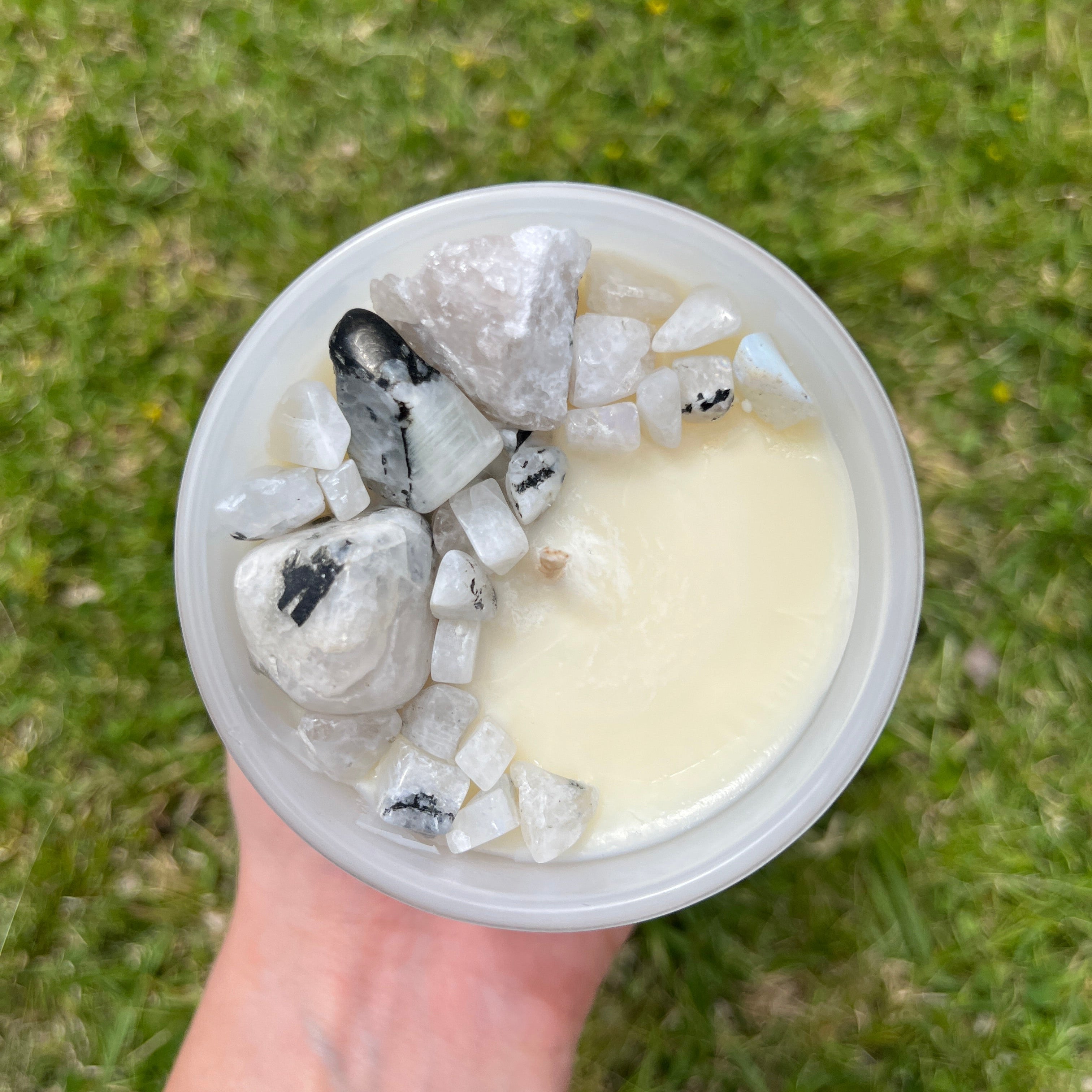 Rainbow Moonstone Crystal Infused Candle