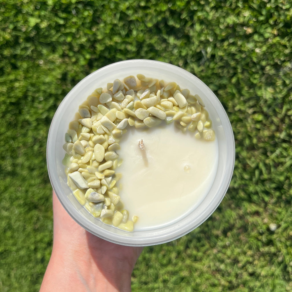 Serpentine Infused Crystal Candle