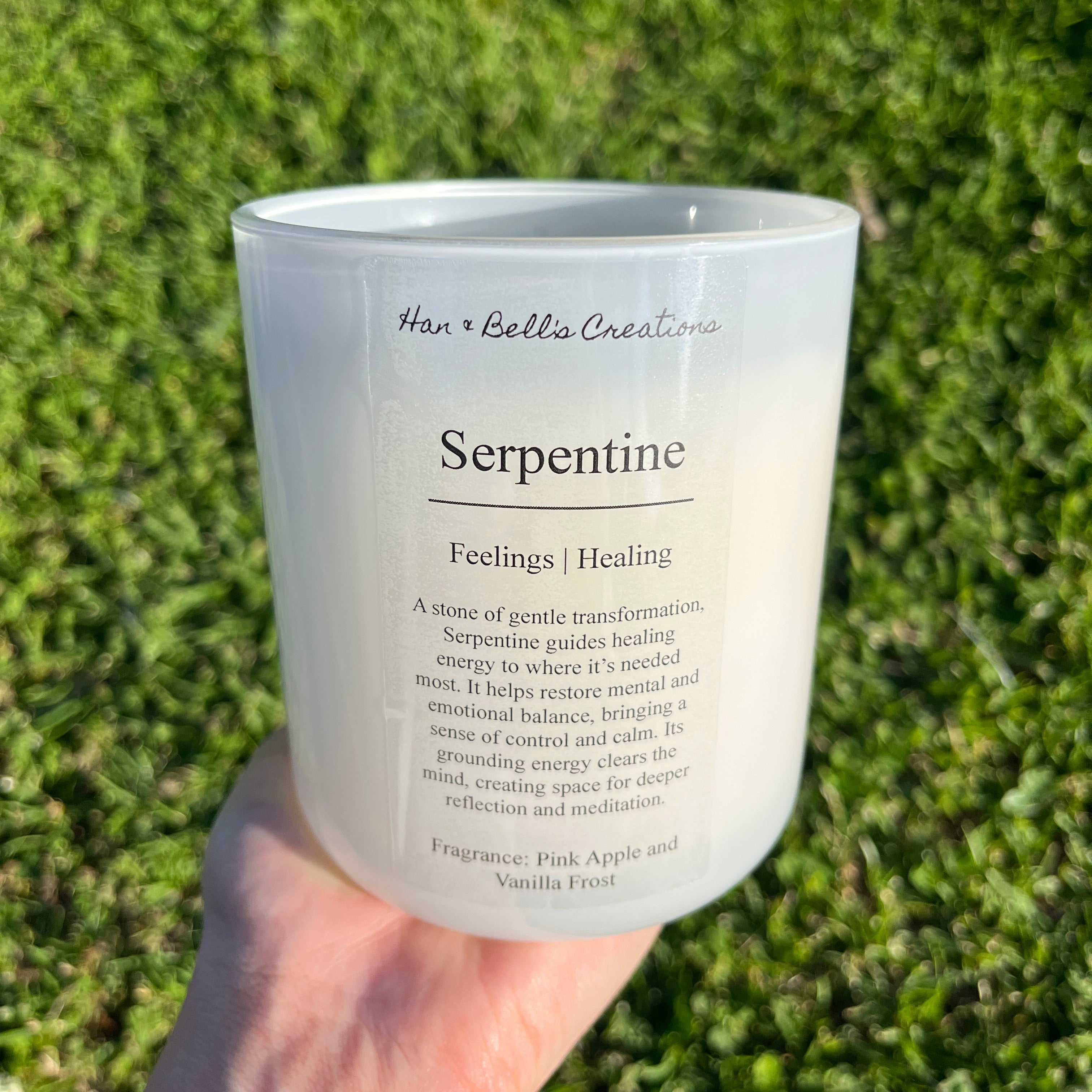 Serpentine Infused Crystal Candle