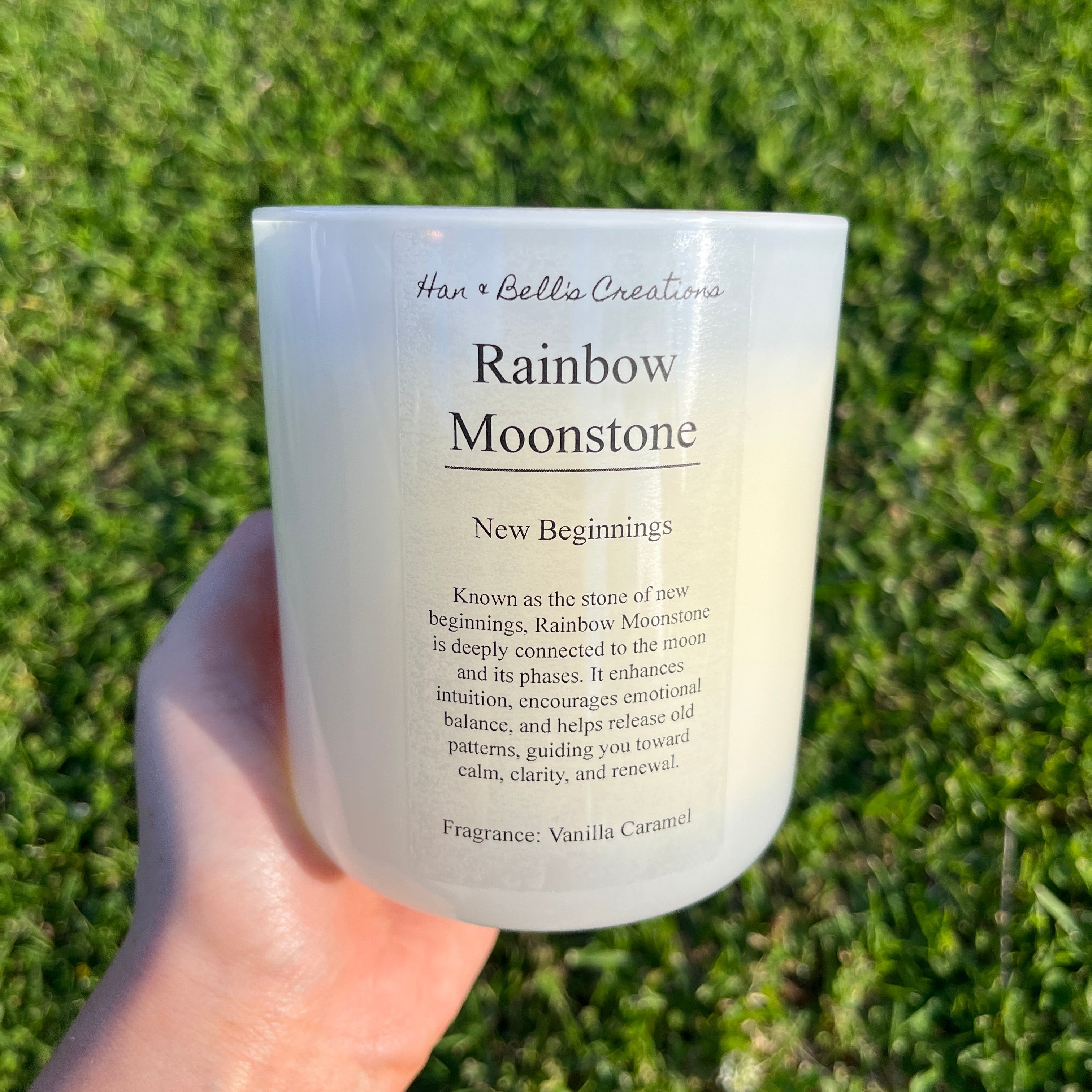 Rainbow Moonstone Crystal Infused Candle